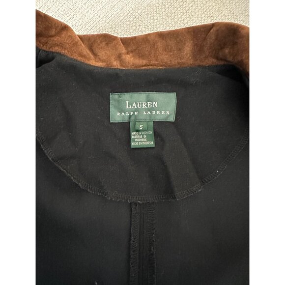 Lauren Ralph Lauren Black Full-Length Canvas Duster W/Brown Suede Collar Size S - Picture 9 of 11